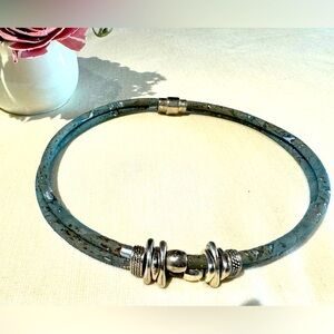 18-Inch Cork and Sterling Silver Necklace—Handmade In Maine